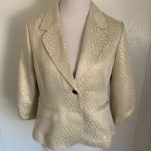 Jennifer Lopez Island Paradise Cream Metallic Polka Dot Blazer Size Large